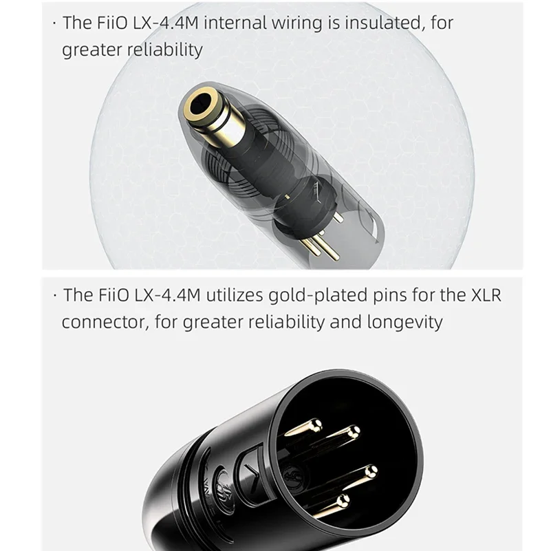 FiiO-adaptador LX-4.4M XLR de 4 pines macho a hembra equilibrada de 4,4mm para AMP/DAC