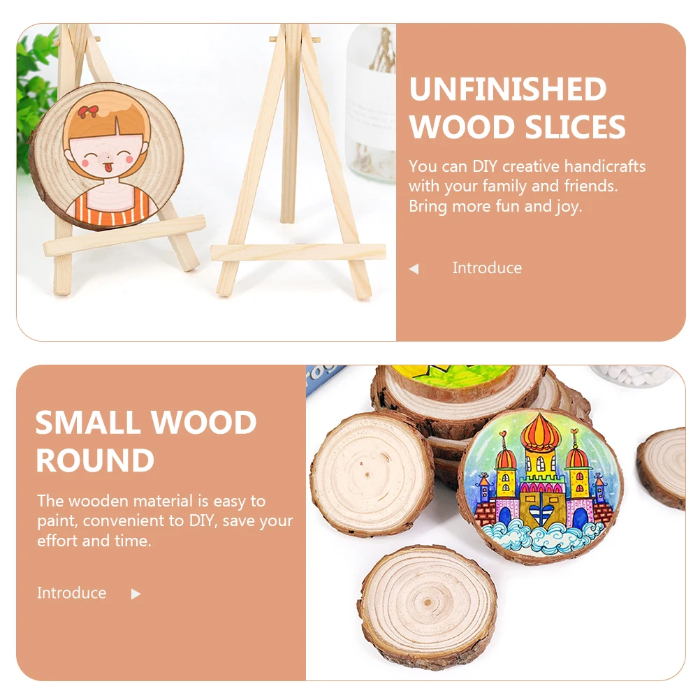 

2 pcs 10 12cm Natural Wood Slices Stand for Crafts Decorations Unfinished Wooden Cutouts Home Art Supplies Blank Wood Rounds