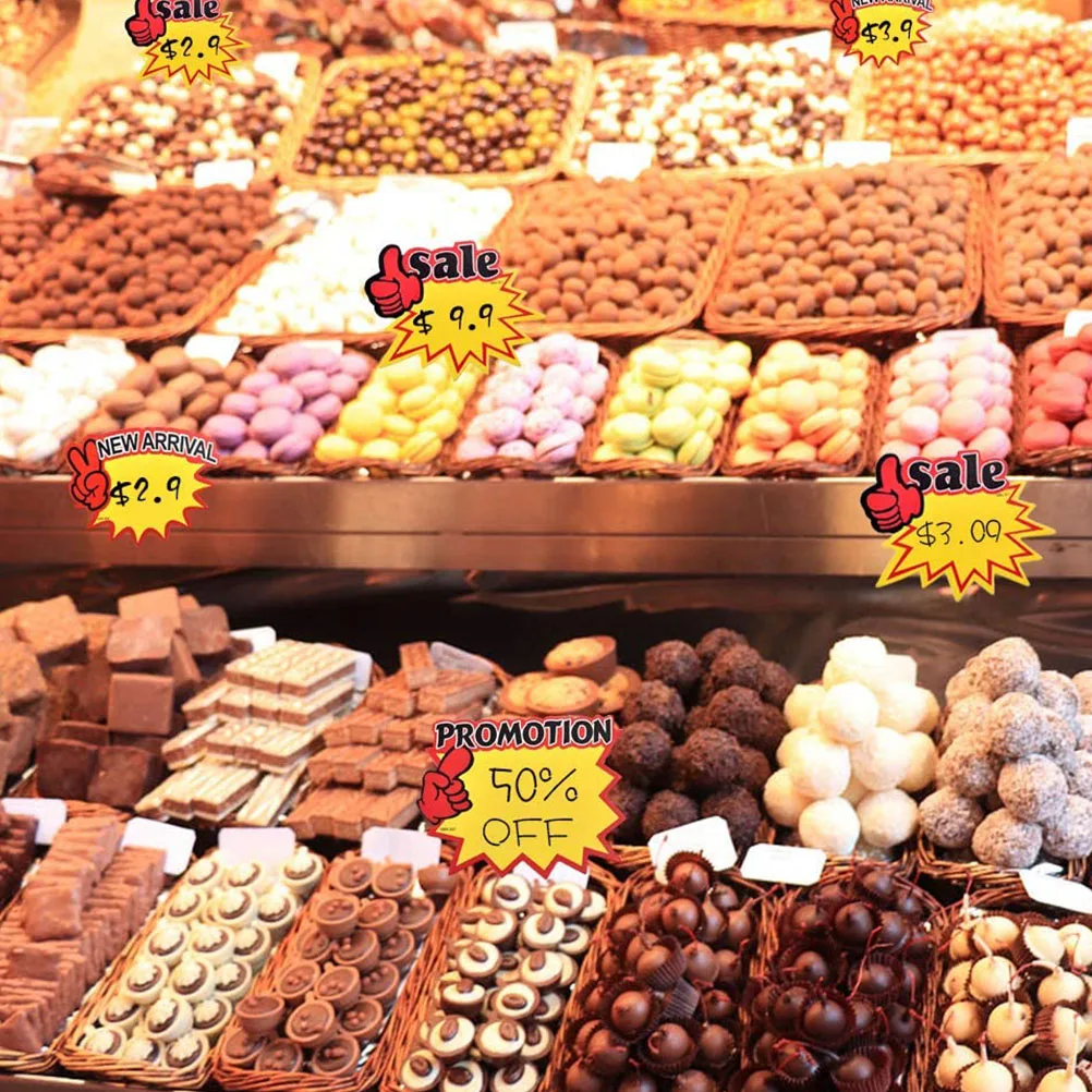 

100 шт. ценники креативные рекламные наклейки яркие цвета прочные бумажные знаки магазин рынок продажи рекламные ценники