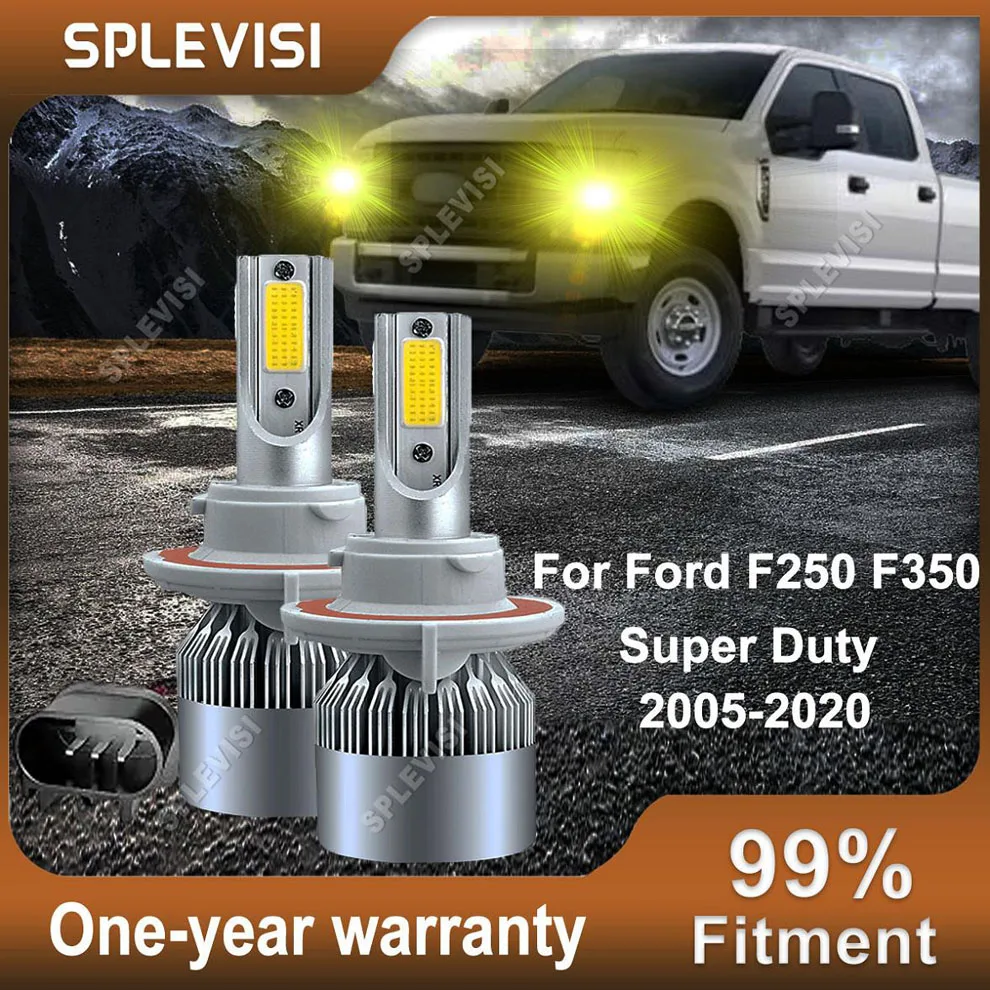 

LED Headlight Bulbs Dual Beam 3000K Yellow Set 12v For Ford F-250 F-350 Super Duty 2005-2020 2006 2007 2008 2009 2010 2011 2012