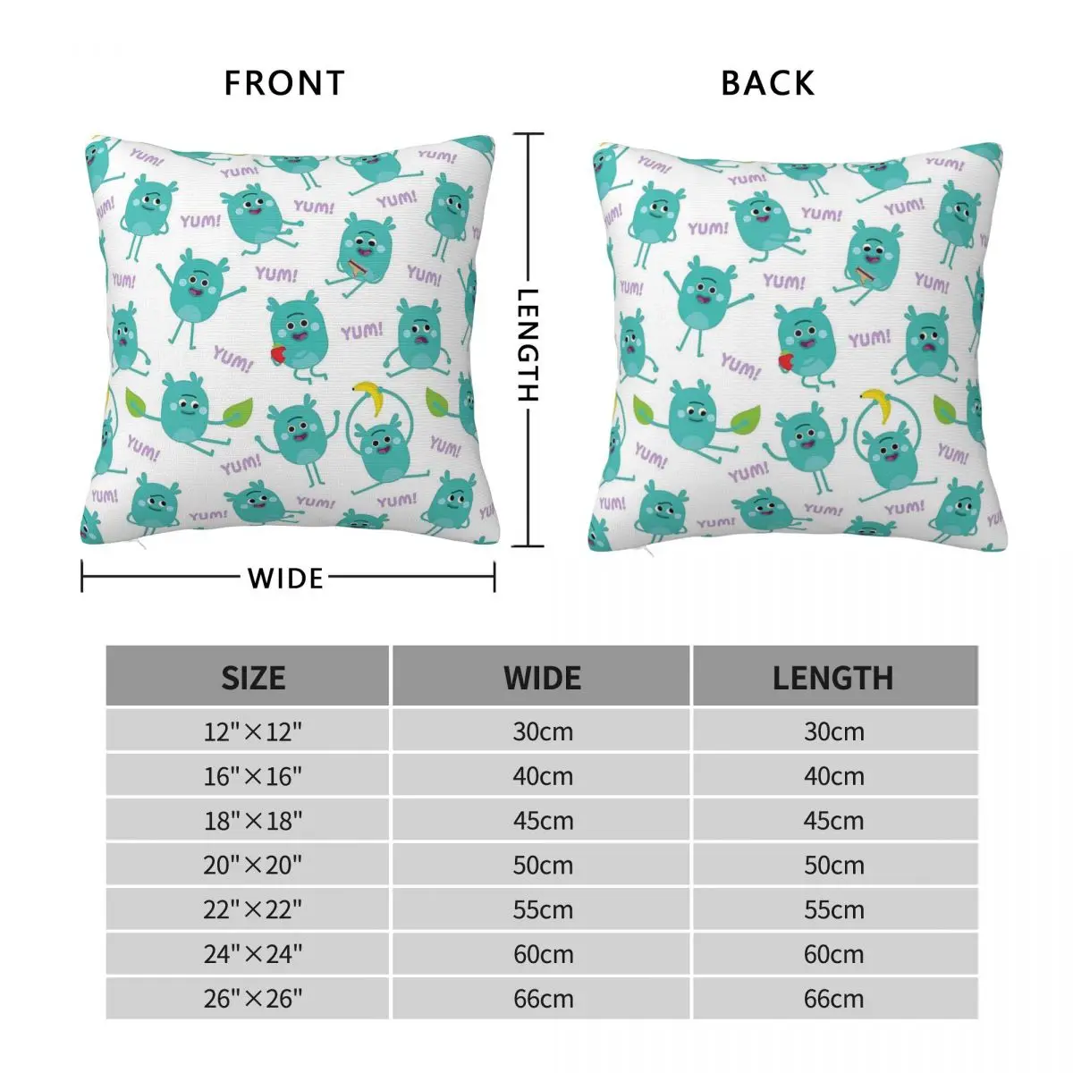 Grumble Yum Square Pillowcase Polyester Linen Velvet Creative Zip Decor Pillow Case Car Cushion Cover