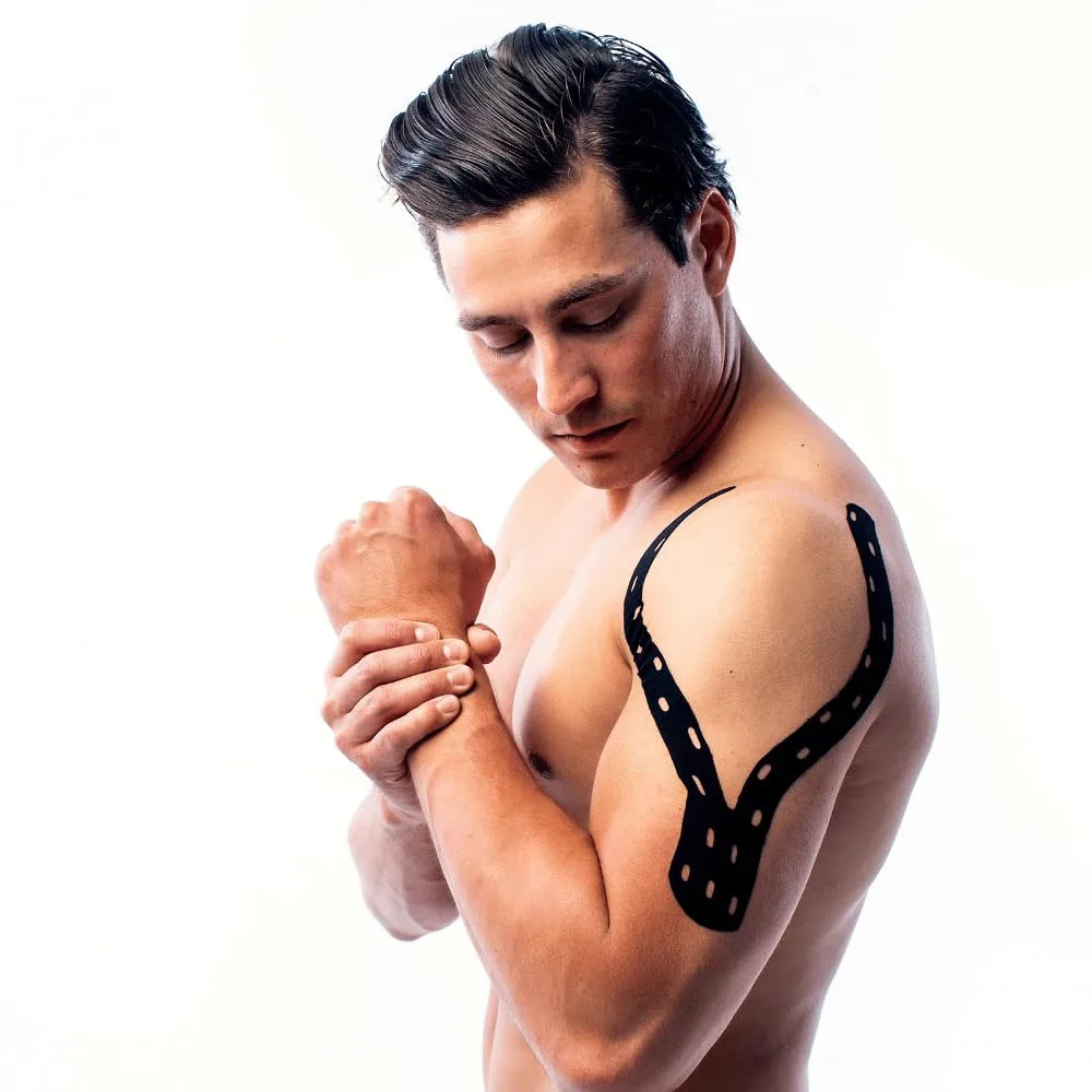 4 Rollen perforiertes Kinesiologie-Tape für empfindliche Haut, atmungsaktiver, elastisches Sportband zur Schmerzlinderung und zur Muskelunterstützung – Detail 5