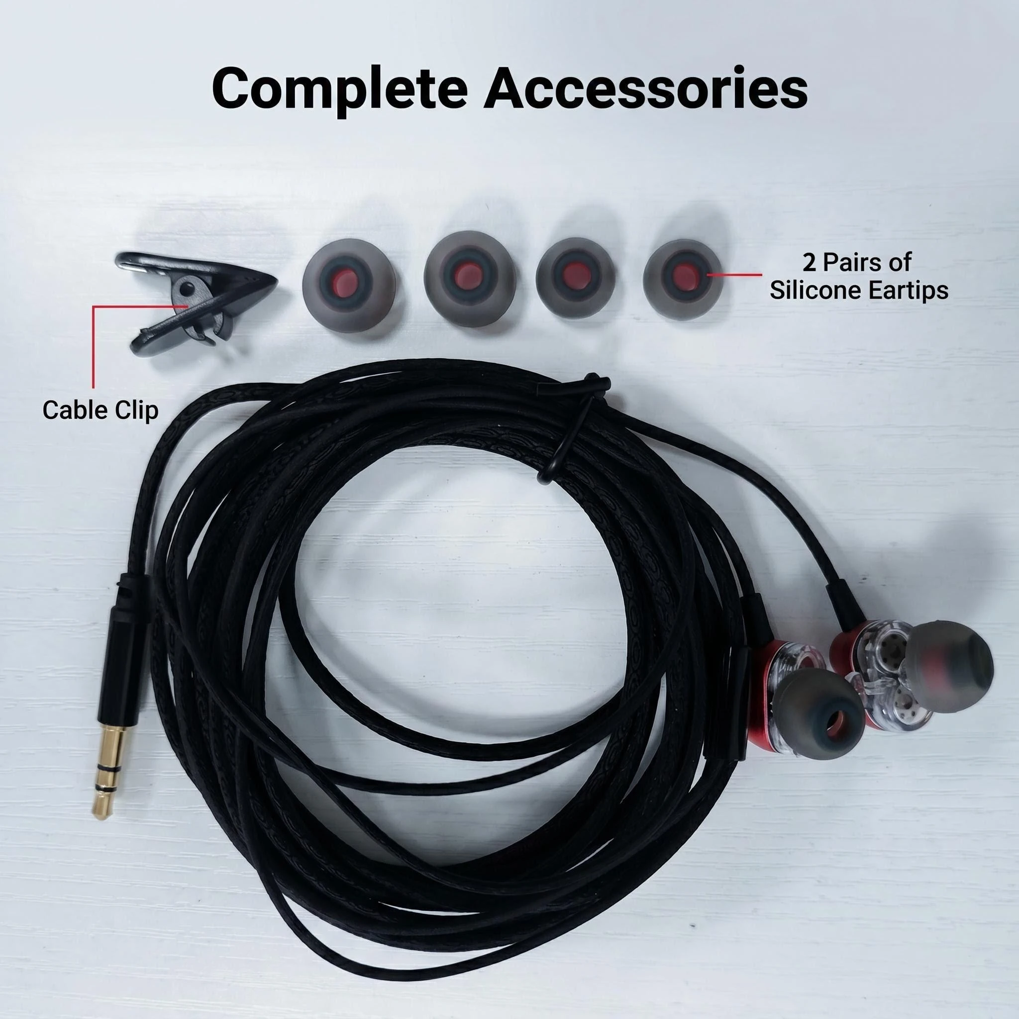In-Ear Monitor Earphones 3.5mm Wired Earbuds Plug & Play High Bass for Laptop PC Smartphone Tablet - 3m Cable with Eartips view 5