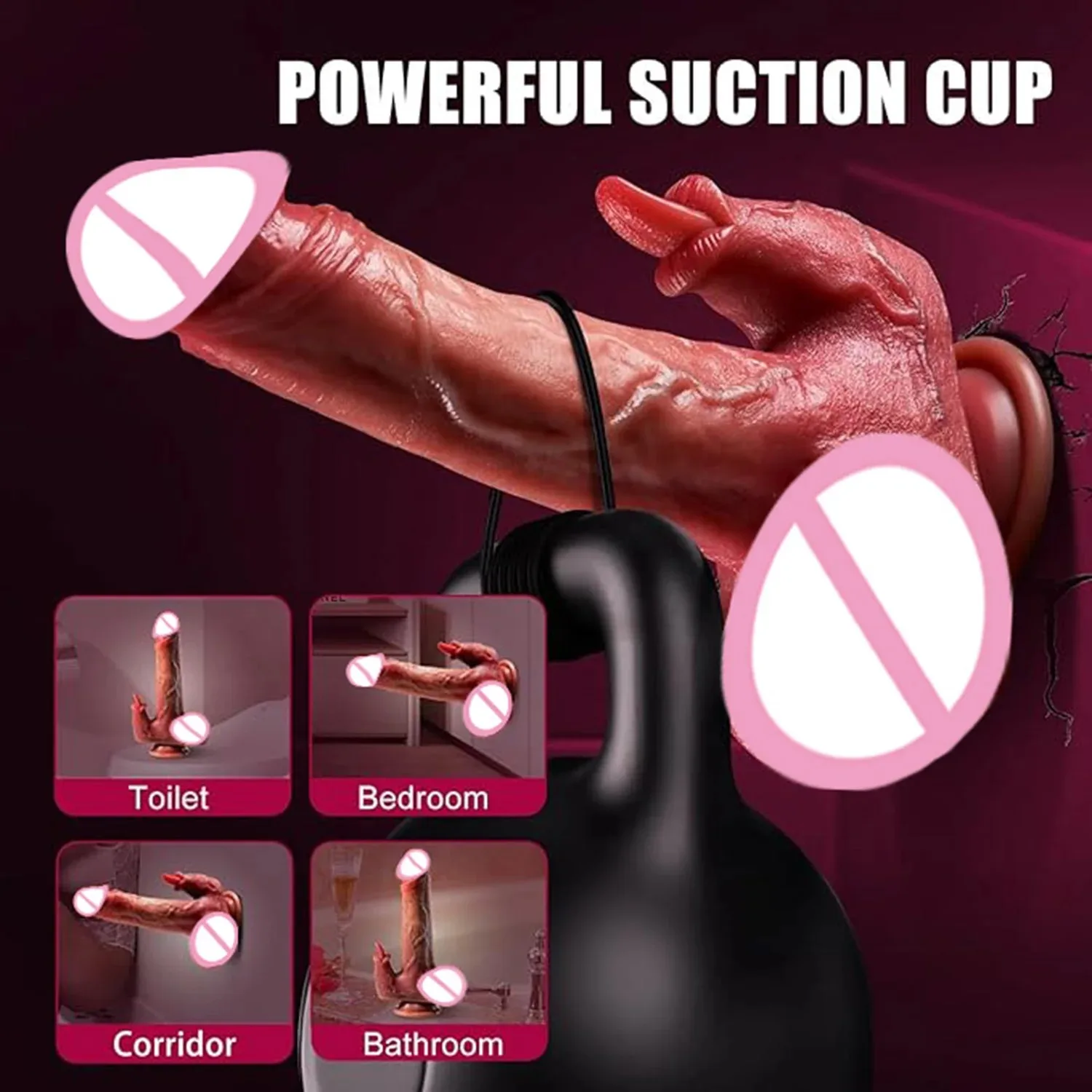 Dildo  Rechargeable 8.9-inch Vaginal Vibrator Dildo with 9 Thrust & Vibration Modes Warm G-spot Stimulator Powerful Suction Cup Lithium Battery Adult Sex Toy for Men & Women image 3