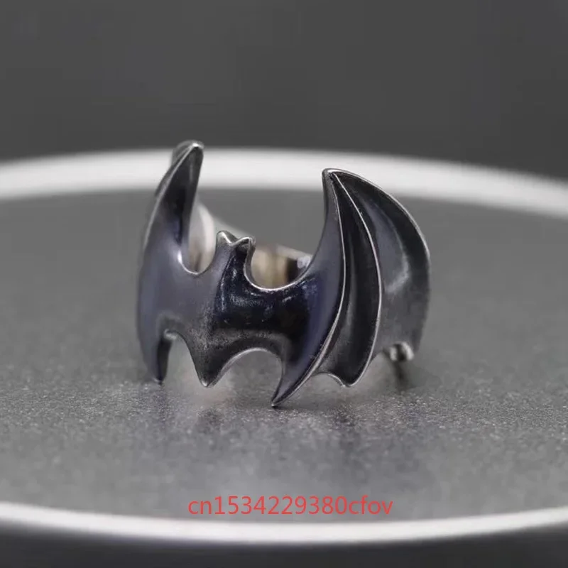 925 Sterling Silver Bat Rings Christmas Gift for Men Women Jewelry Fashion Charms Accessories Retro Adjustable Opening