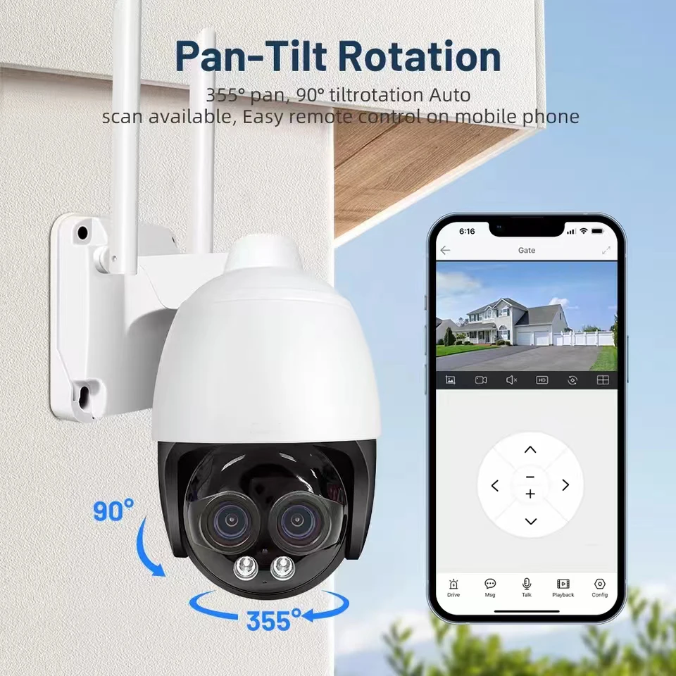 8MP Wifi/4G SIM Dual Lens Outdoor Camera 10X Digital Zoom Al Human Detection Auto Tracking smart home surveillance Camera