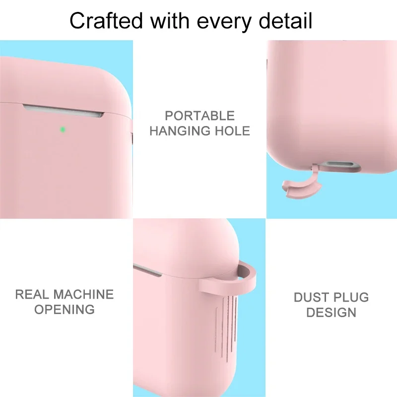 Silicone Cases For Airpods 1/2 Luxury Wireless Earphone Protective Cover Anti-drop Housing For With Hook Headphone Accessories