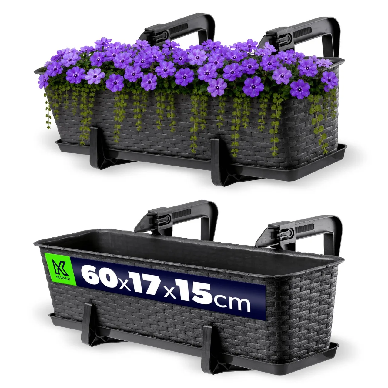 60 cm + Houders Balkonbak Bloempot