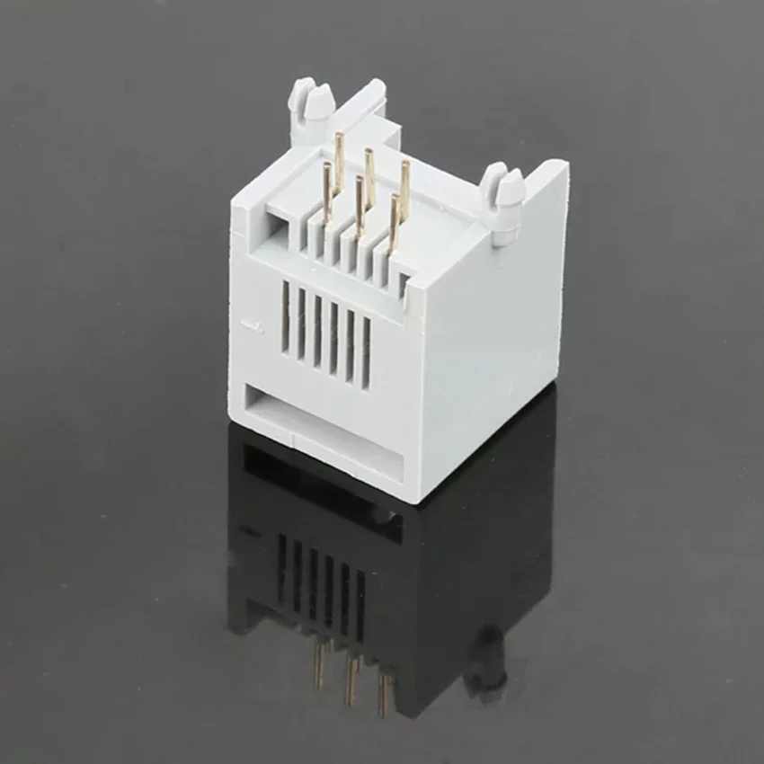10 قطعة RJ11 6P6C PCB جبل الهاتف وحدات مقبس توصيل واجهة كريستال أنثى المقبس الهاتف ل التوصيل جاك أسود أبيض