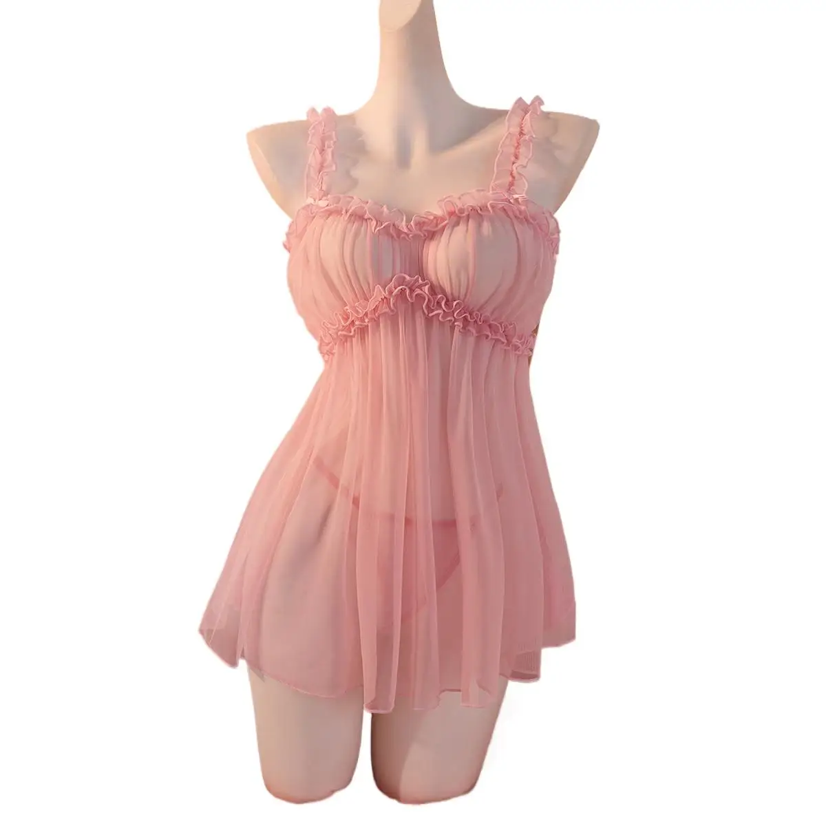 

Лидер продаж, прозрачное модное милое и милое стильное красивое розовое платье без рукавов для взрослых и женщин, комплект ночной рубашки