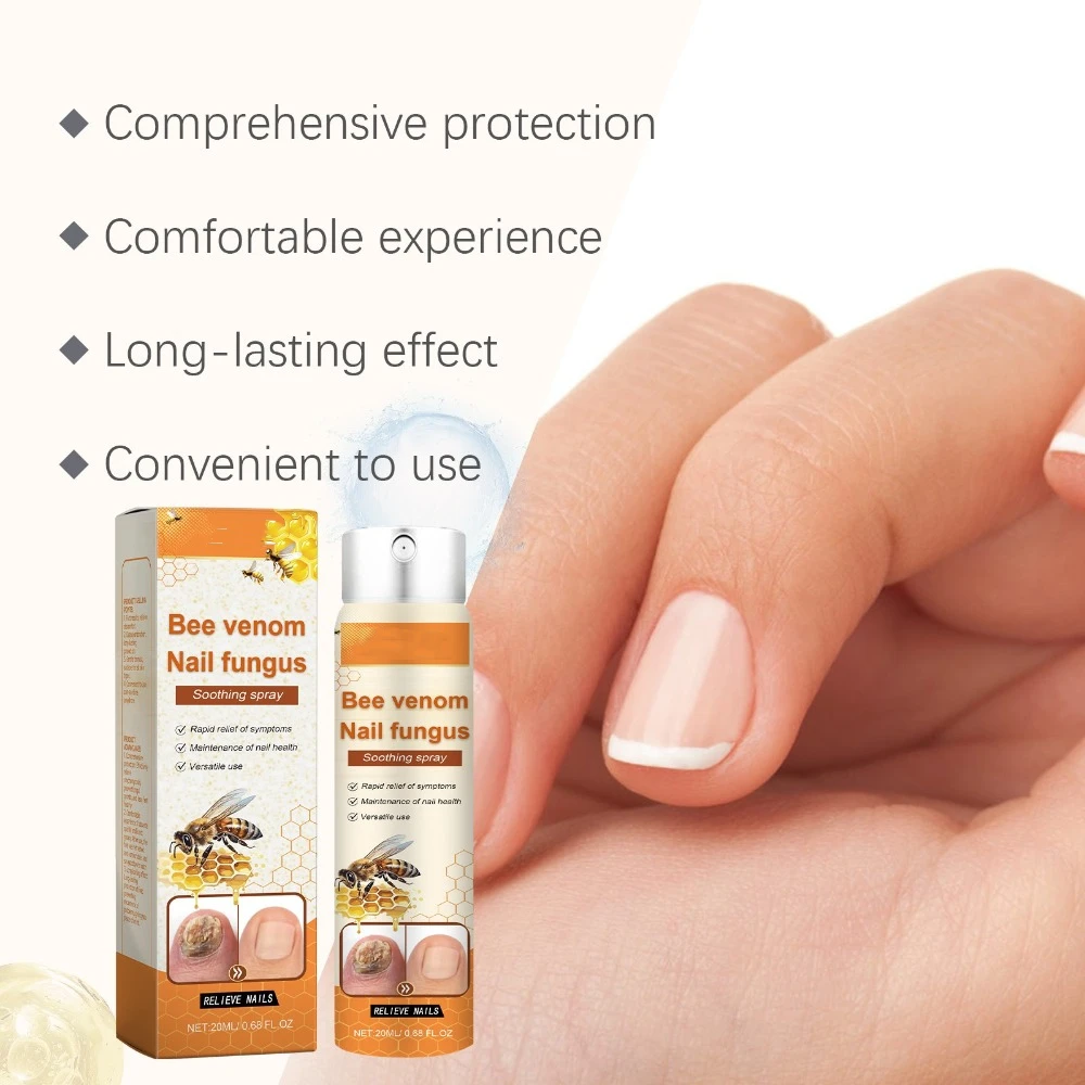 Bee Venom Nail Soothing Spray - Nail Growth Spray Bee Venom Nail Treatment Spray Nail Cleaning Spray for Hand Foot Nail Art Tool