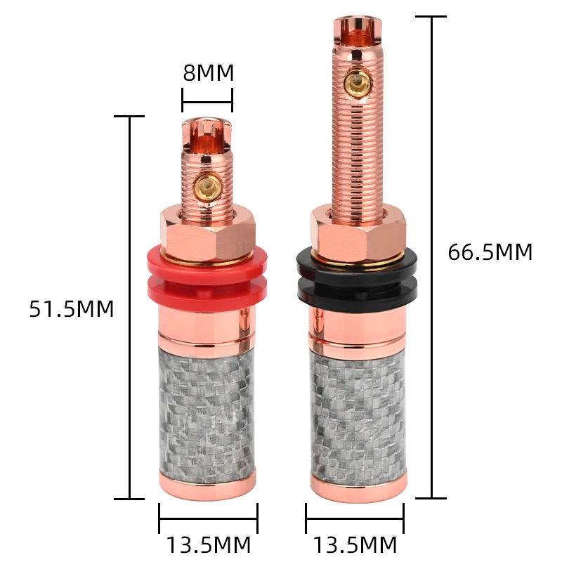 ATAUDIO 4PCS Solderless Carbon Fiber Terminals Hi-end Purple Copper Binding Post for Speaker Audio Banana Terminal Block