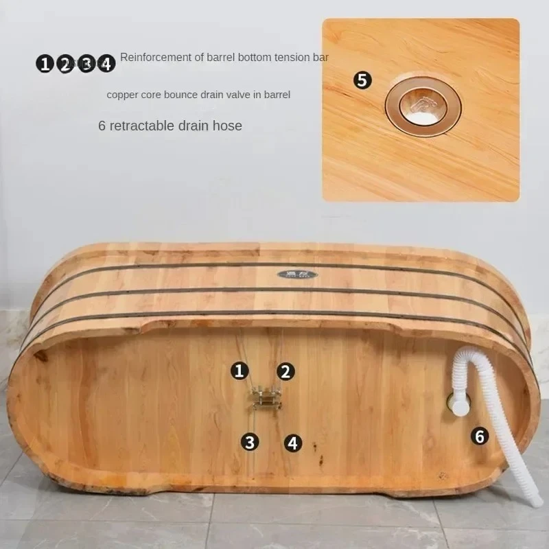 Modern Solid Wood Bathtubs Thickened Oversized Bathtub Home Adult Bath Barrel Swimming Pool Spa Bathtub Whole Body Bath Barrel M