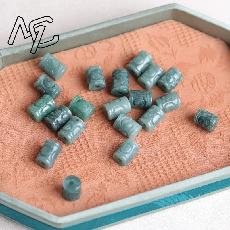 5pc Natural Blue Water Jade Money Beads DIY Bracelet Bangle Charm Jadeite Jewellery Fashion Accessories Amulet Gifts Women Men view 4