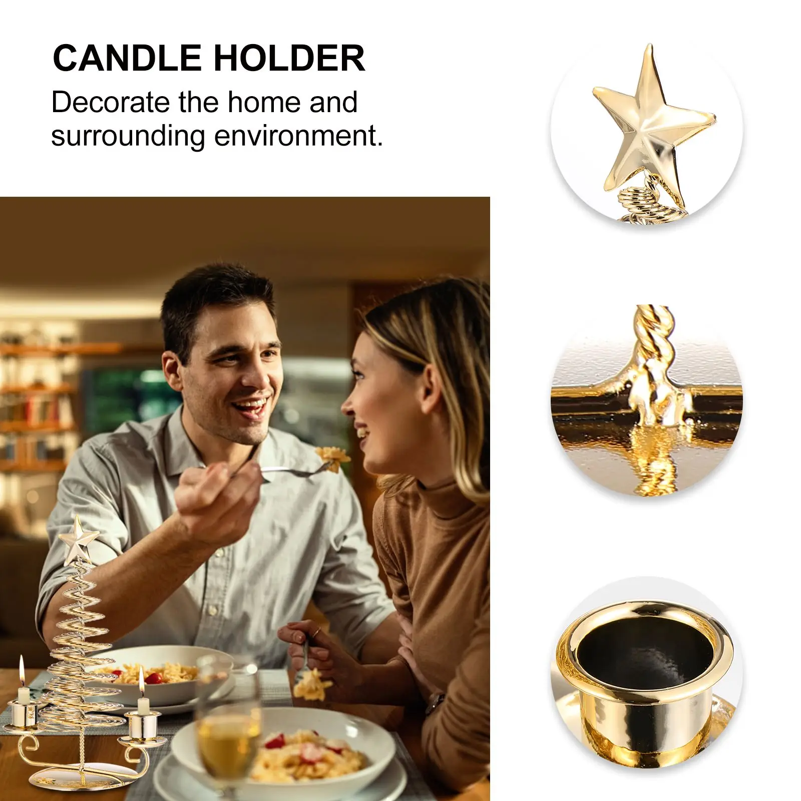 

Christmas Candlestick Iron Stand Elegant Retro Style Tabletop Adornment Candlestick Holder Desktop Decoration