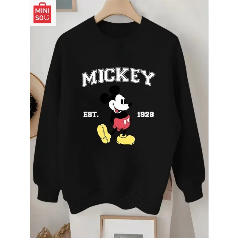 

Disney Mickey Mouse Series Men's Women Hooded Sweatshirt Pullover Casual Top Autumn Winter Fleece Oversize O-Neck Couple Unisex
