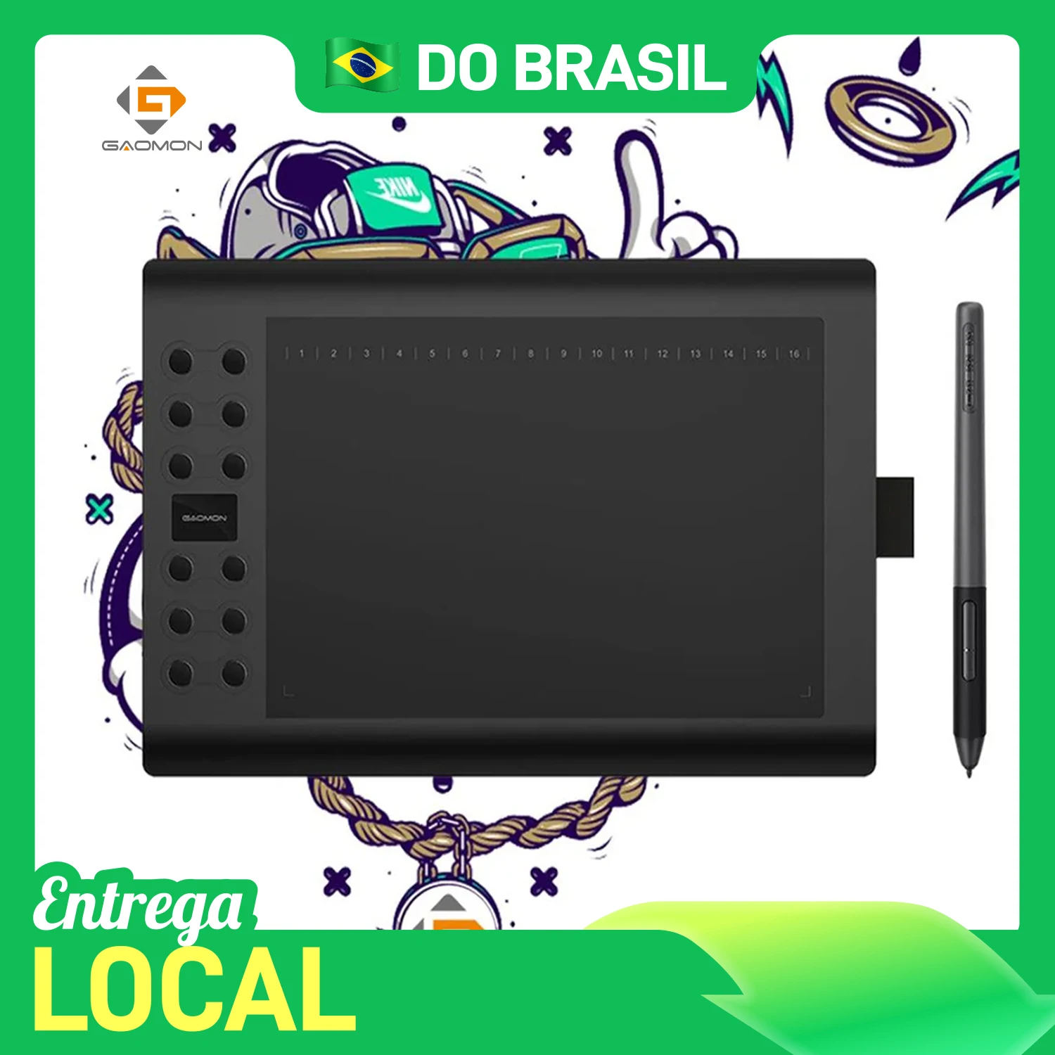 Gaomon-Tablet gráfico m106k pro 10 polegadas mesa digitalizadora, com 8192 níveis de inclinação, sem bateria, art stylus para windows/mac/android