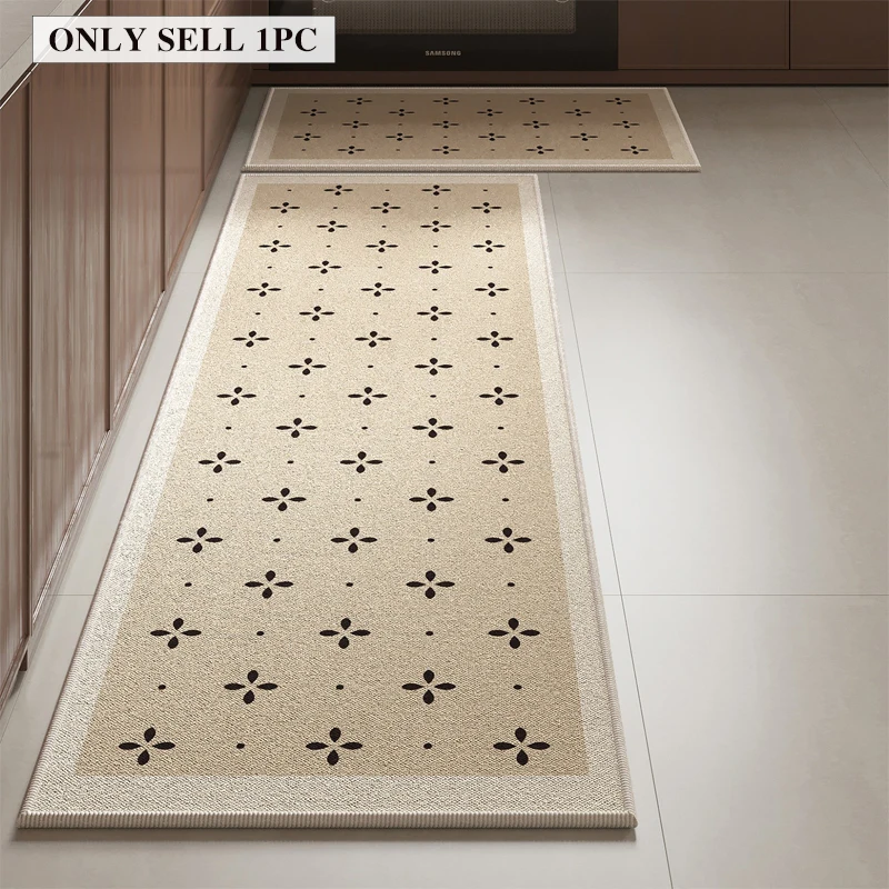 Kitchen Rug Stain-resistant Durable Dirt-resistant Floor Mat Geometric Patterned Carpet Long Size Mats Retro Home Decor Carpets