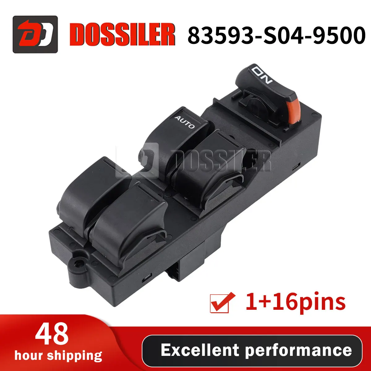 

83593-S04-9500 Dossiler new Power Window Switch Front Left For Honda Civic CX EX HX LX Si 4 Door1996 1997 1998 1999 2000 1+16pin