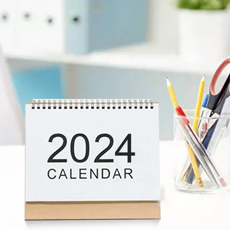 2023-2024 Simple Solid Color Desk Calendar September 2023 to December 2024 Desktop Paper Stand Daily Table Planner Yearly Agenda