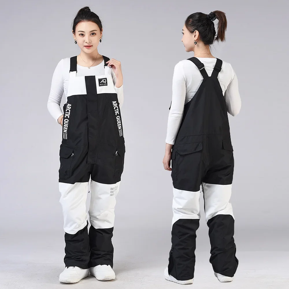 

2024 Outdoor Sport Man Skiing Jumpsuit Winter Waterproof Women Snowboard Overalls Mountain Female Bib Pants Windproof Trousers