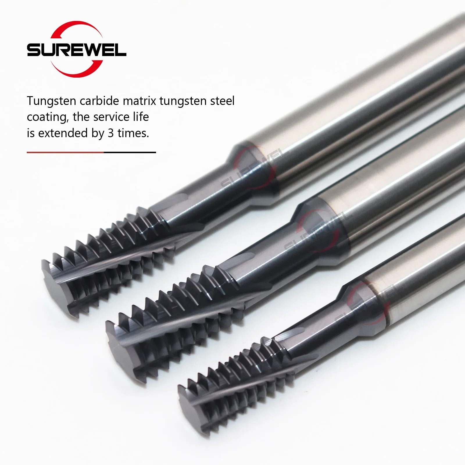 SUREWEL HRC65 قواطع طحن ذات أسنان كاملة و3 فلوت بتصميم هجين ذو قسم ذهبي، مقاومة للكسر العسكري #3