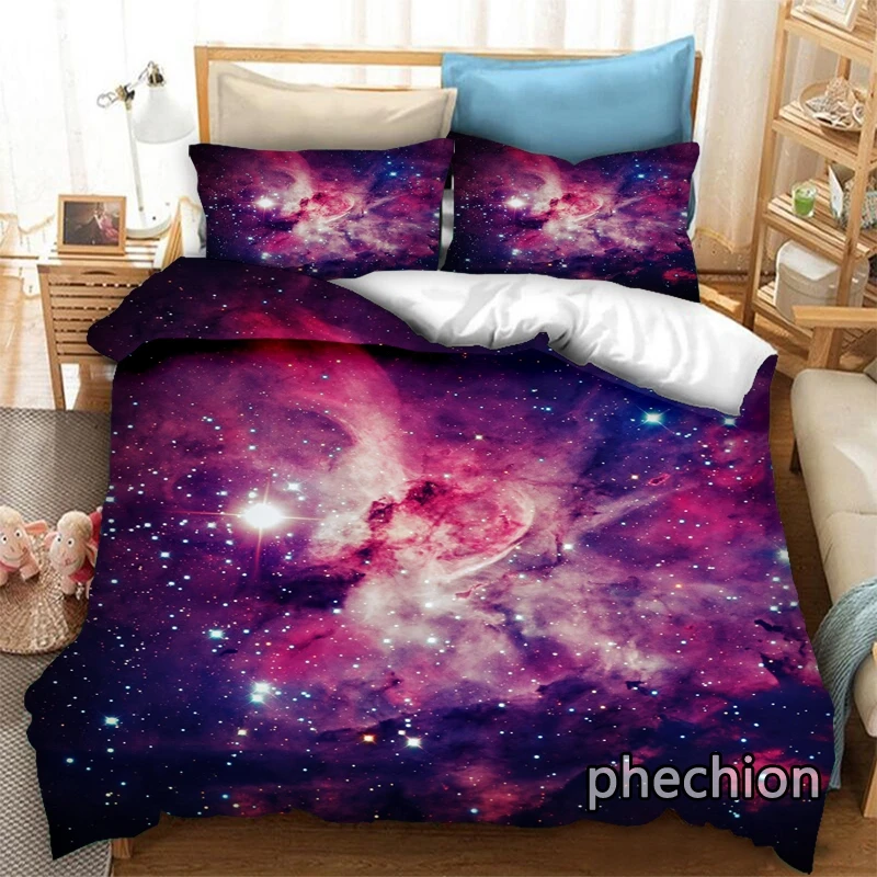 Imagem -04 - Phechion Galaxy 3d Impressão Conjunto de Cama Capas Edredon Fronhas um Pedaço Consolador Conjuntos Roupas Cama K394