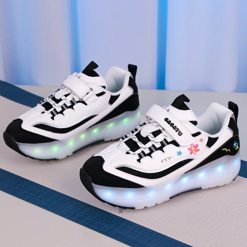 

Boys' Student Roller Sneakers: Lightweight Wheeled Shoes, Girls' & Teens' Roller Skates for Commuting