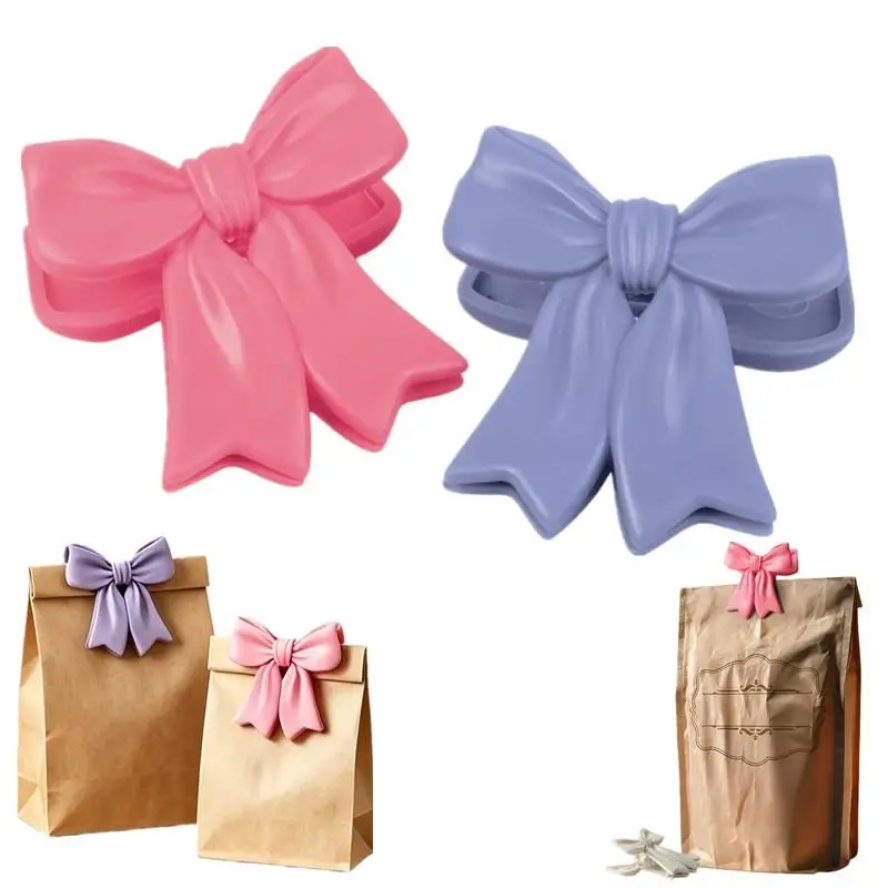 NEW Colorful Bowknot Sealing Clips for Plastic Bags Reusable Food Bag Clamp Moisture Resistant Snack Fresh Keeper Kitchen Gadget