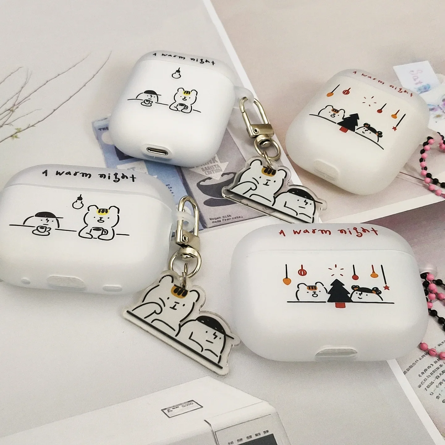 Funny Cartoon Airpods 1 2 3 Pro 2 White Earphone Protective Cover For Airpods Pro Case Airpods 4 2024 Case For Girls