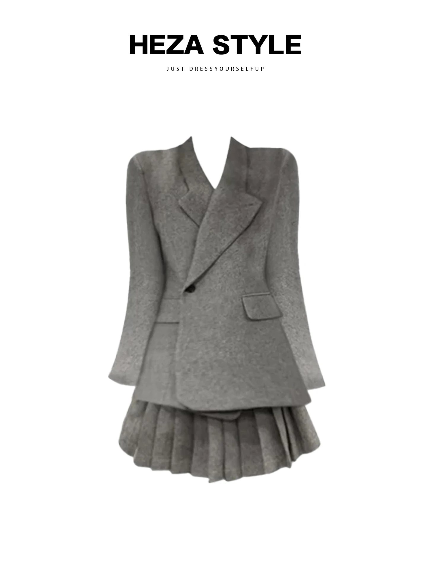 

HEZA большие размеры, женский костюм с высокой талией, осенне-зимний комплект с клетчатой юбкой, корейский облегающий длинный свеч трапециевидной формы Dr