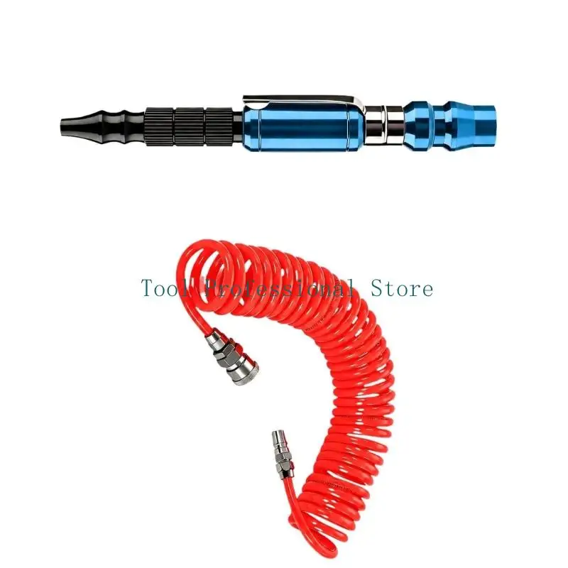 57QF Coiled Hose Air Blow Guns Set with Pen-Styles Pneumatic Dusters for Aiming Compress Air at Dust in Corners and Gaps