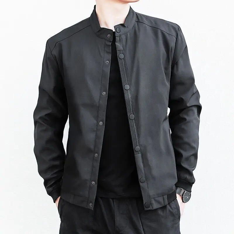 New Autumn Men's Thin Tops Trendy Casual Baseball Uniform Winter Plush Velvet Thick Jacket
