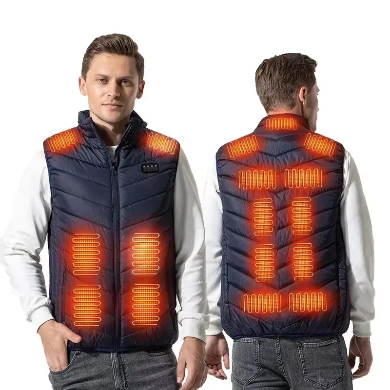 Men's Winter Electric Heated Vest USB 4 Switches 17 Zone Heating Areas Oversized Waistcoat for Sports Hiking - Jacket Style M-5X