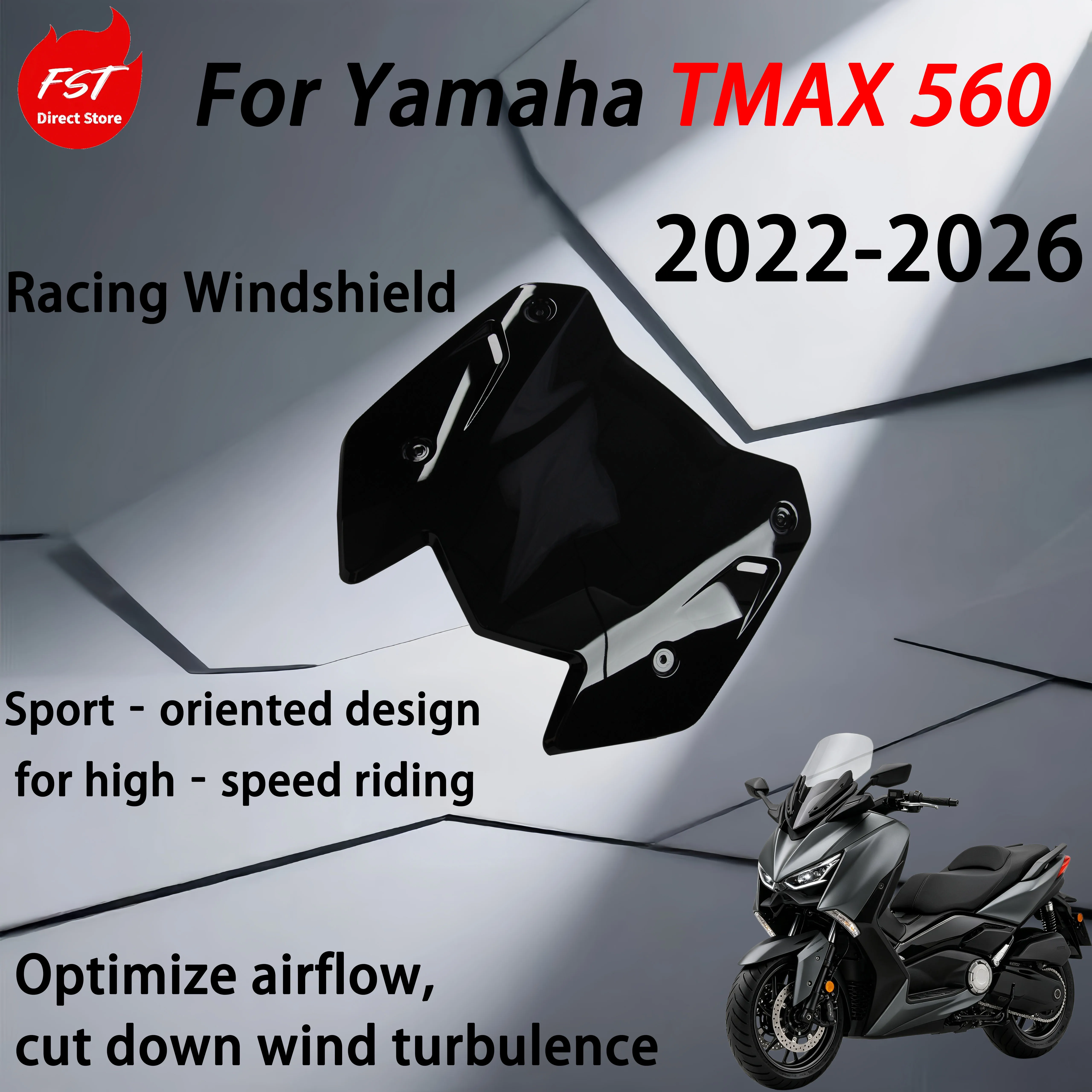 For Yamaha TMAX 560 - 2022 - 2026 model year upgrade accessories - Sports Racing Windshield Deflector for the windshield