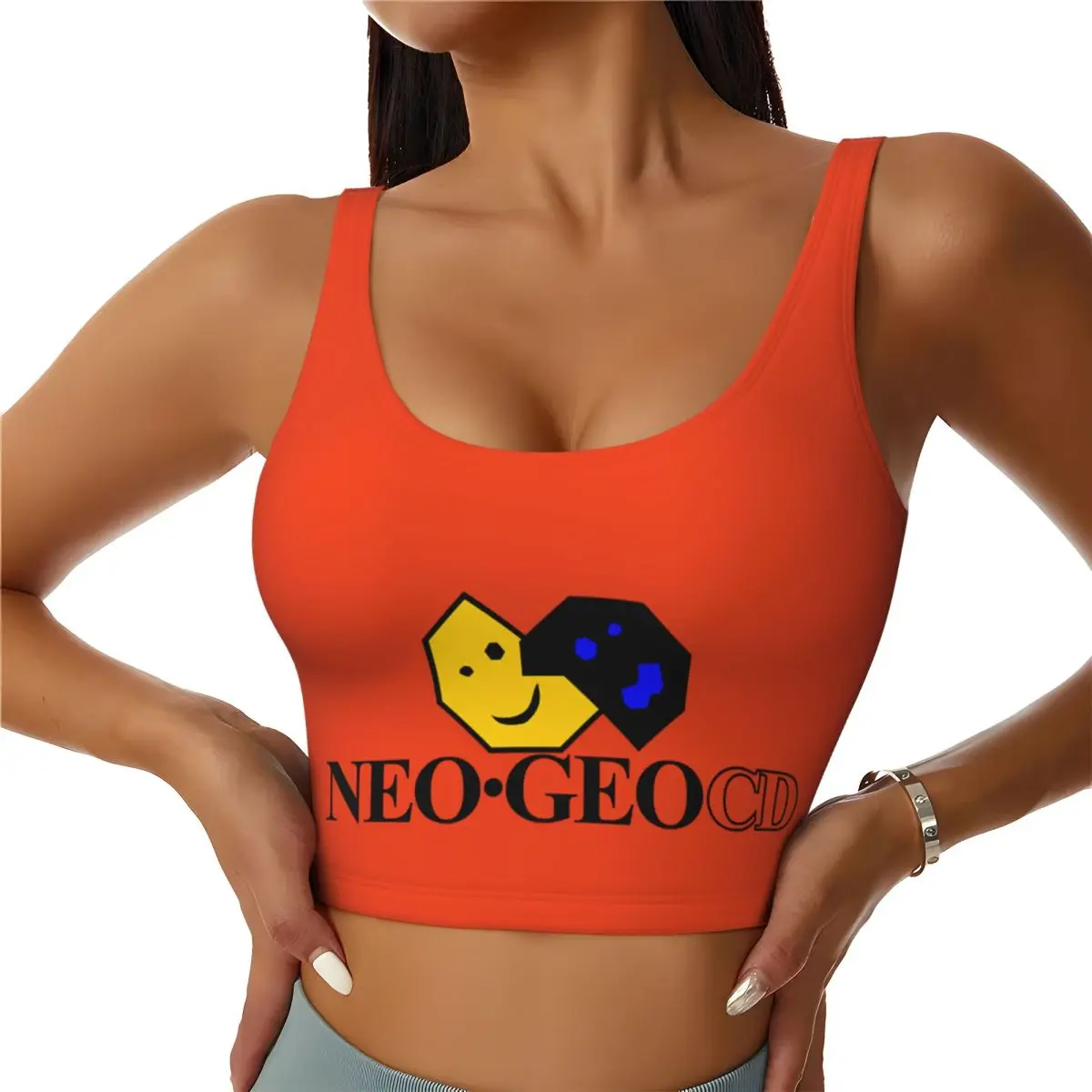 Custom Neo Geo Logo High Impact Sports Bras Women's Neogeo Arcade Game Seamless Workout Running Crop Tank Tops