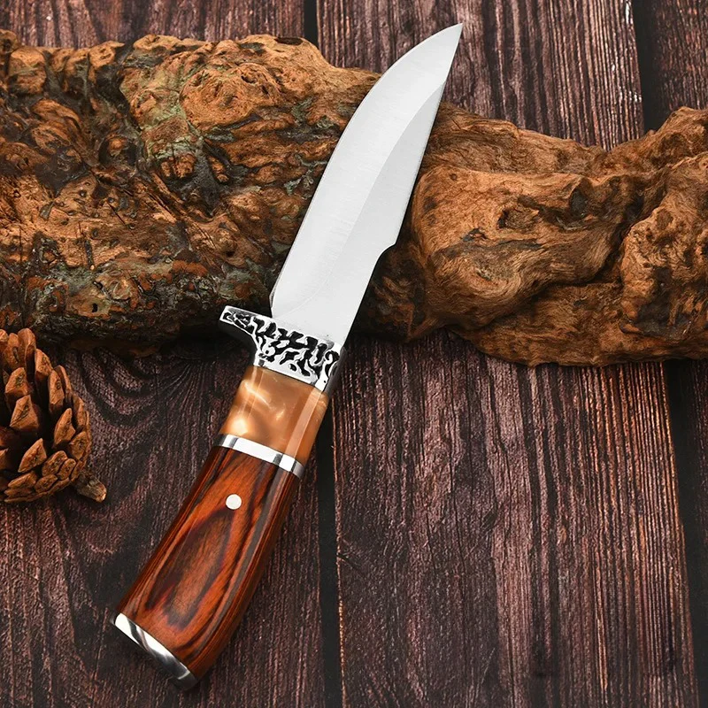 Meat Cleaver Hunting Knife High-end Colored Wood Handle Boning Knife Cutting Meat Cutter Outdoor Knife Kitchen Camping Knife