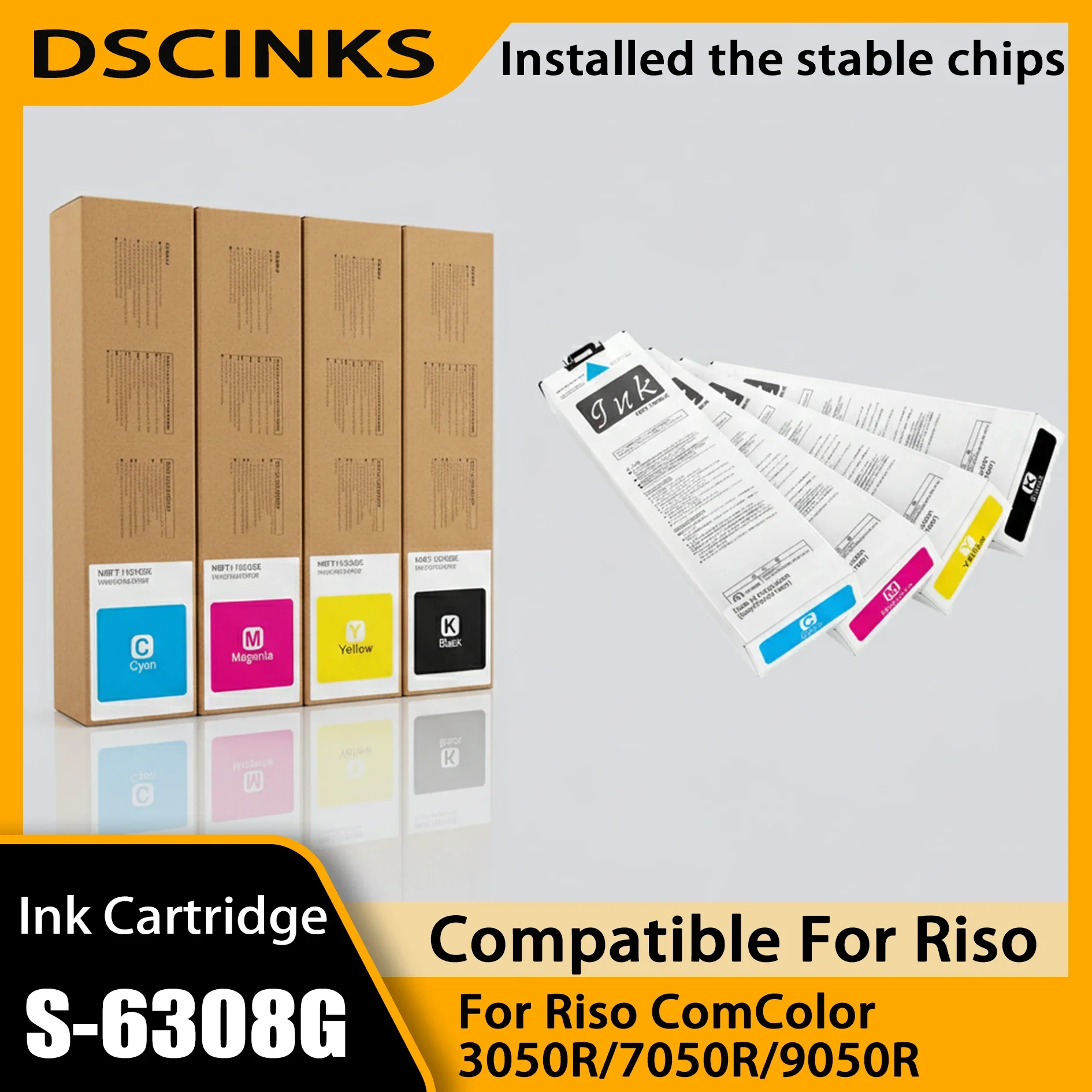 

S-6308G/E S-6309G/E S-6310G/E S-6311G/E 1000ml Full Ink Cartridges For Riso 3050R 7050R 9050R Printers High Yield Replacement
