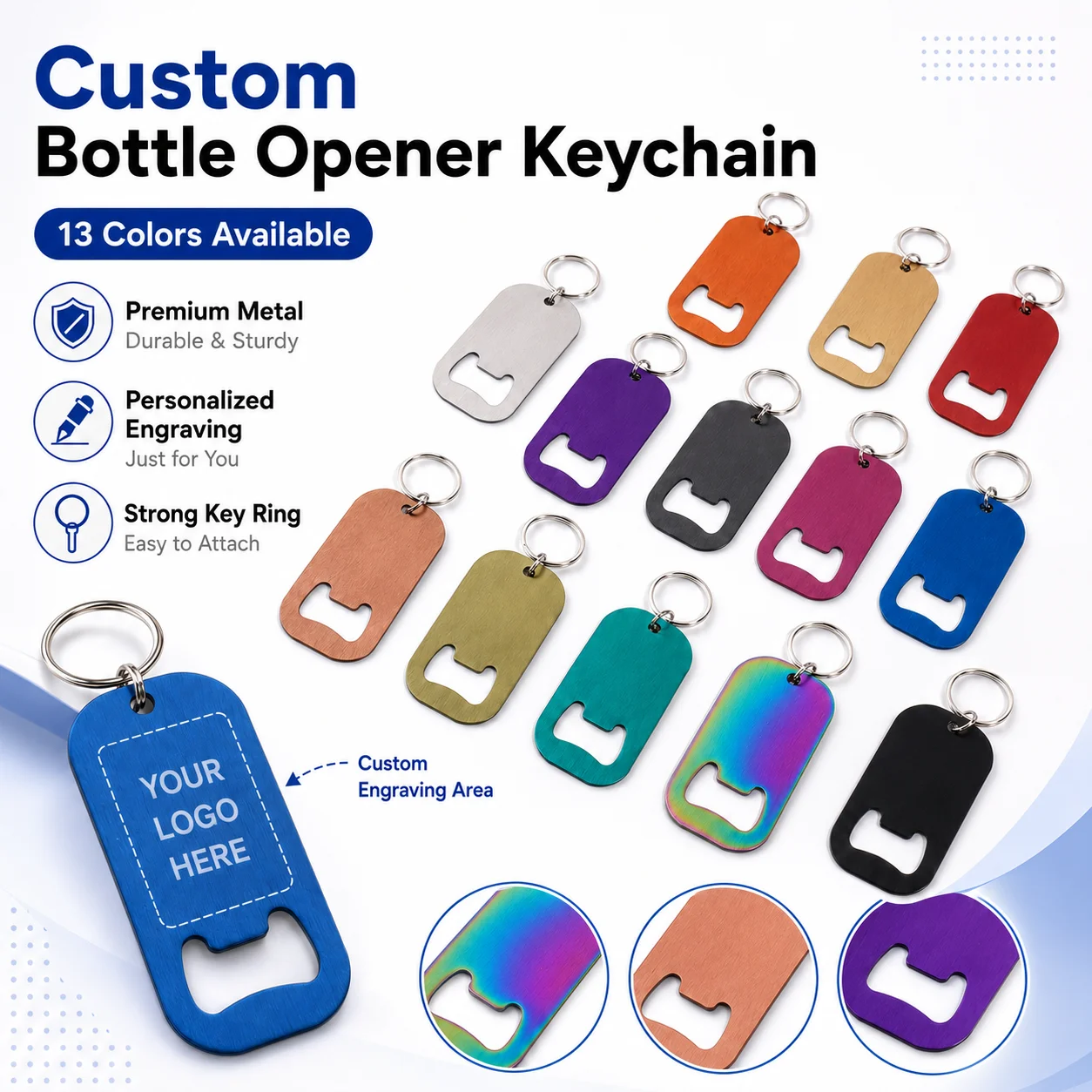 Décapsuleur porte-clés personnalisé gravé au laser en acier inoxydable – Cadeau d'entreprise, souvenir de mariage, ouvre-bière portable personnalisé