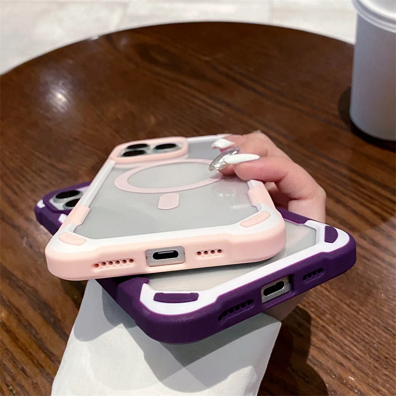 Luxury For Magsafe Wireless Charge Magnetic Case For iPhone 15 14Plus 13 12 11 Pro Max Heavy Armor Bumper Shockproof Clear Cover image 6