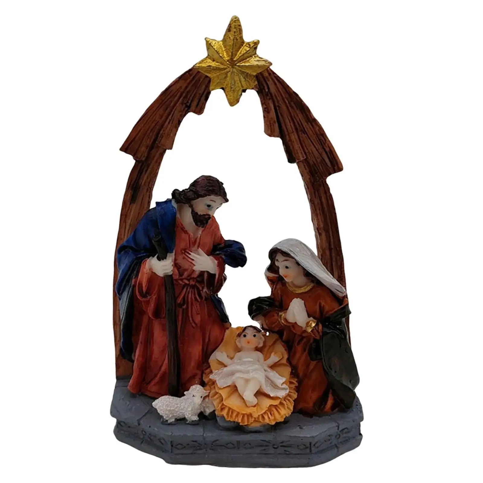 Nativity Figurine Hand Painted Virgin Mary Statues Spiritual Resin for Home