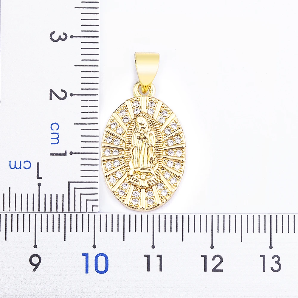 Nidin Our Lady of Guadalupe Virgin Mary Necklaces For Women Gold Plated Long Chain Zircon Pendant Holy Religion Jewelry Gifts