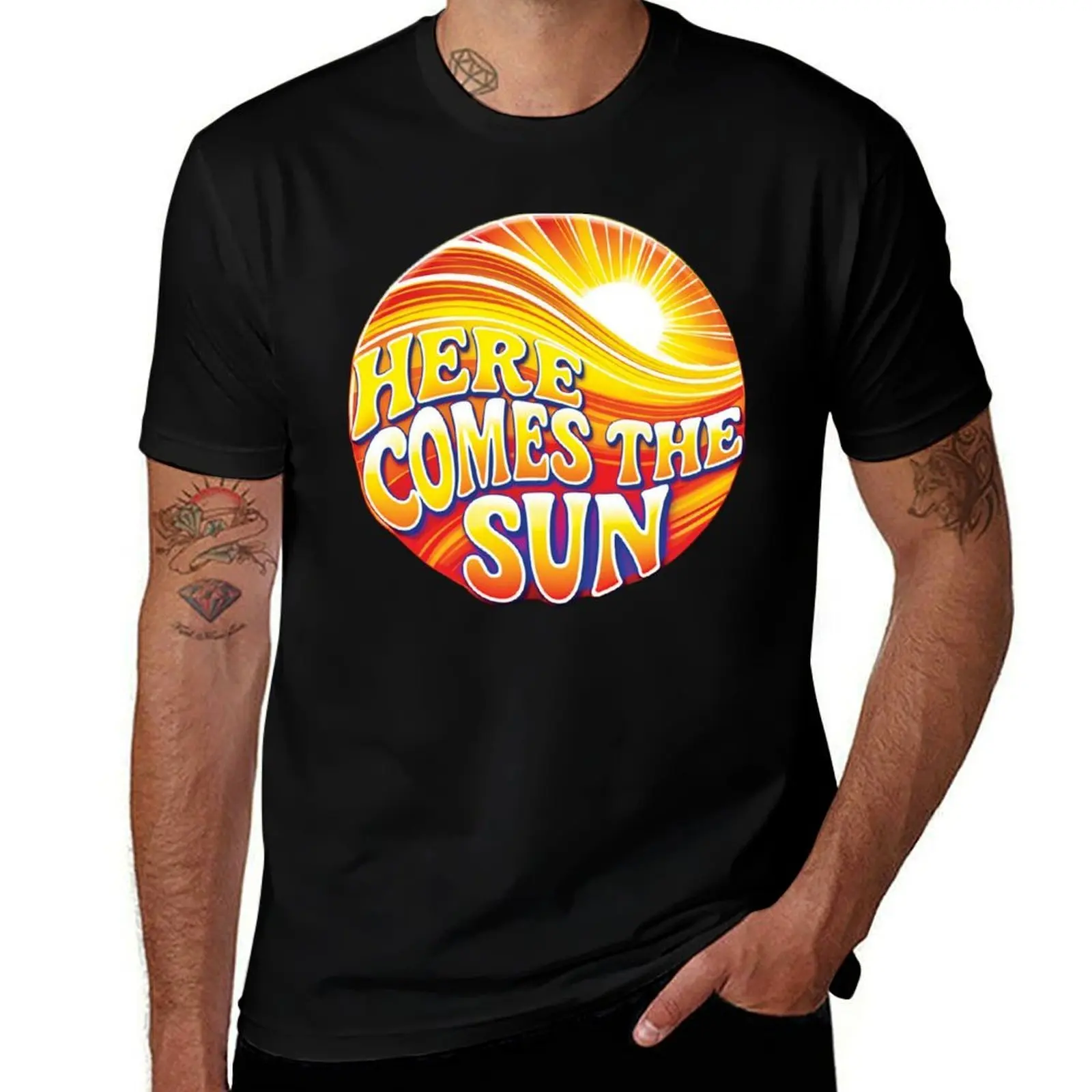 

Here Comes the Sun Retro Design – Vibrant Sunshine Hippie Aesthetic T-Shirt summer clothes heavyweight t shirts for men