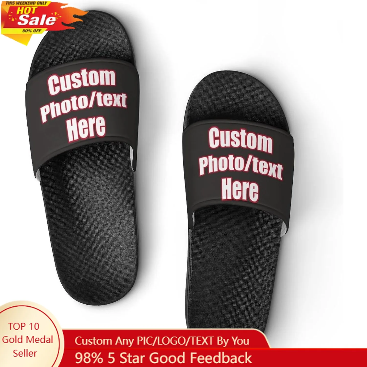 

Custom Slippers Man Woman Tailor Made Slides Sandals Personalized Photo Text Customized Couple Bath Shoes Water Shoe