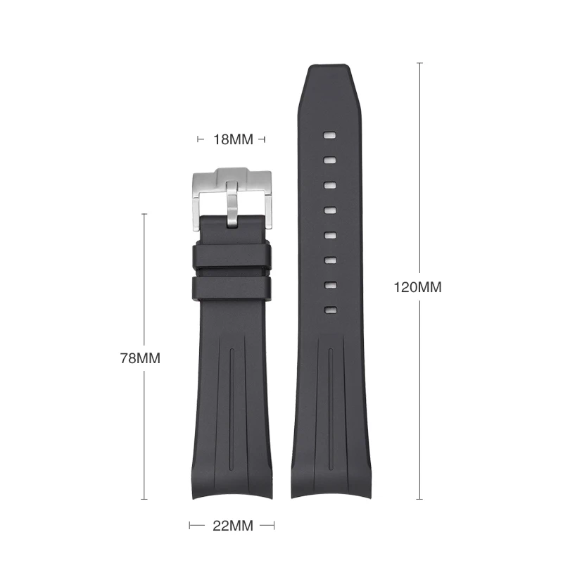 22mm Curved Interface Silicone Strap For B-lancpain Fifty Fathoms Fashion Diving Sports Replacement WatchBand With tools