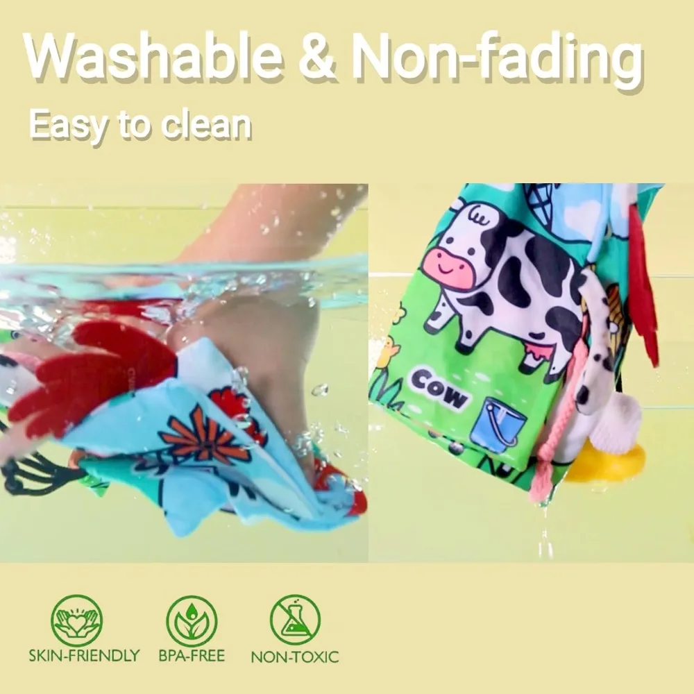 柔らかいおもちゃ ベビー布絵本 クリンクルブック 幼児向け 早期発達 インタラクティブな腹ばい遊び 車のおもちゃ 農場の尾