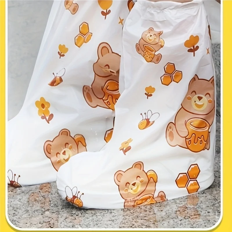 

10pc Bear Cartoon Printed Shoe Covers Ideal for Rainy Days School Commute Cycling Hiking Mountain Climbing Beach Field Play