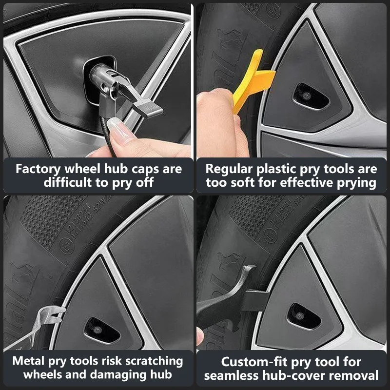 Custom‑Fit Hub Cover Removal Pry Tool High‑Strength Nylon Damage‑Free For Tesla All Series Model 3 Y X S Wheel Center Cap Disass