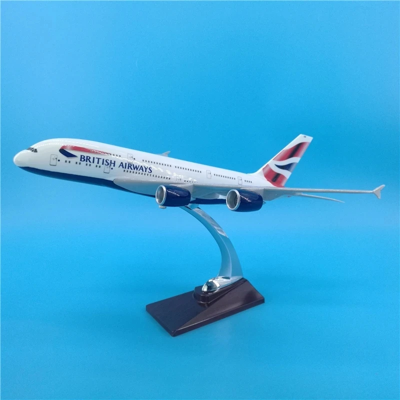 36CM aircraft model Grand A380 British Airways Expo Aircraft Model Airbus model with LED Light(Touch or Sound Control) for Colle