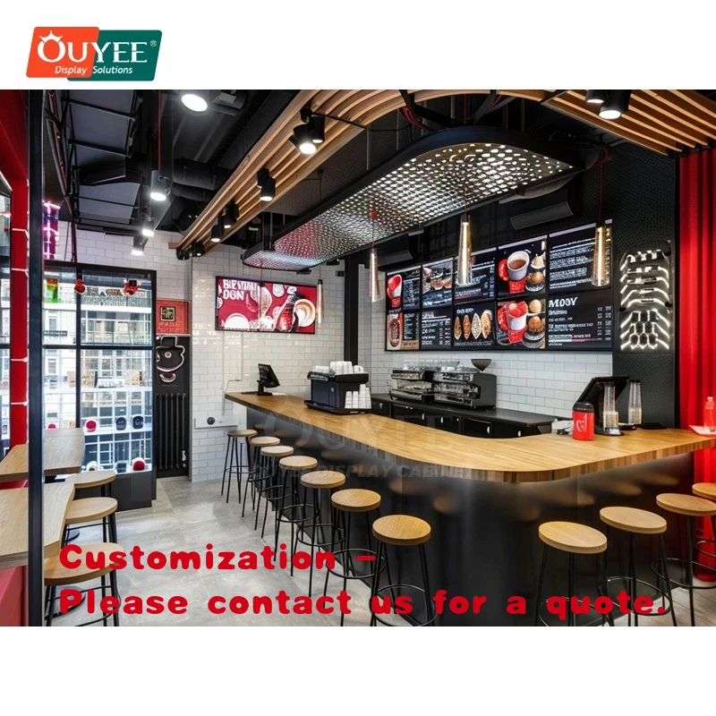 custom.Commercial Espresso Bar Design And Manufacture Cafe Turnkey Solution High Capacity Display Island